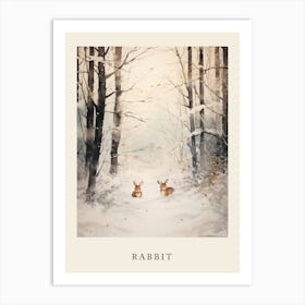 Winter Watercolour Rabbit 1 Poster Art Print