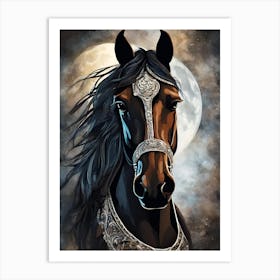 Horse In The Moonlight Art Print