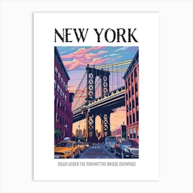 Dumbo Down Under The Manhattan Bridge Overpass Colourful Silkscreen Illustration 4 Poster Art Print
