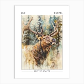 Elk Pastel Watercolour 2 Poster Art Print