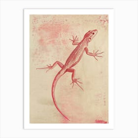 Magenta Golden Gecko Block Print 1 Art Print