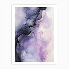 Lilac And Black Flow Asbtract Painting 1 Art Print