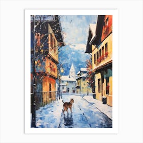 Cat In The Streets Of Interlaken   Switzerland With Snow 3 Art Print