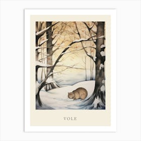 Winter Watercolour Vole Poster Art Print