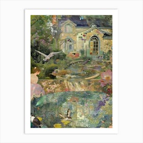 Pond Monet Fairies Scrapbook Collage 1 Art Print