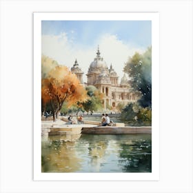 Parque Del Retiro Spain Watercolour Painting 2  Art Print