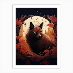 Red Fox Moon Illustration 9 Art Print