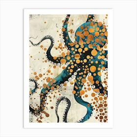 Octopus Painting  Blue Effect Collage 3 Art Print