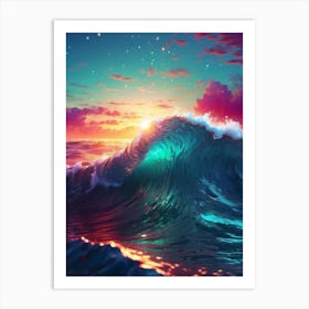 Ocean Waves At Sunset Art Print