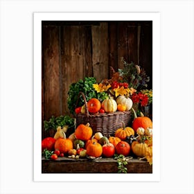 Countless Vegetables A Bounty Of Autumns Harvest Spill From An Overstuffed Wicker Basket Located (1) Art Print