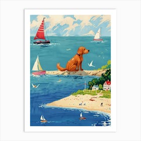 Dog On The Beach 4 Art Print