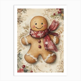 Christmas Gingerbread man painting Art Print