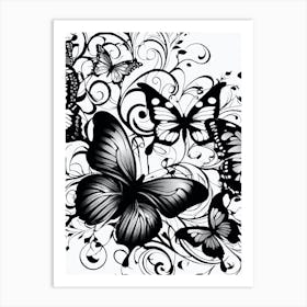 Black And White Butterflies 15 Art Print