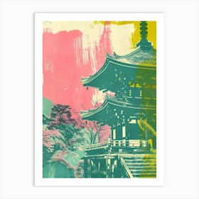 Kiyomizu Dera Temple In Kyoto Duotone Silkscreen 3 Art Print