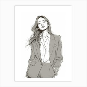 Woman In A Suit Fashion Illustration Art Print