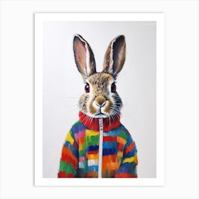 Baby Animal Wearing Sweater Hare 1 Art Print