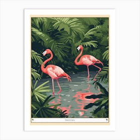 Greater Flamingo Pakistan Tropical Illustration 6 Poster Art Print