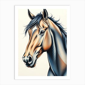 Brown Horse Color Portrait Art Print