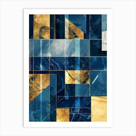 Abstract Blue And Gold 2 Art Print