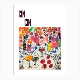 Cin Cin Poster Wine With Friends Matisse Style 4 Art Print