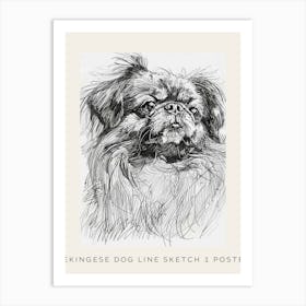 Pekingese Dog Line Sketch 1 Poster Art Print