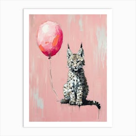 Cute Bobcat With Balloon Art Print