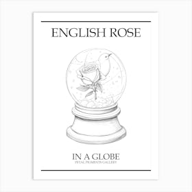 English Rose In A Globe Line Drawing 2 Poster Art Print