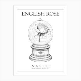 English Rose In A Globe Line Drawing 3 Poster Art Print