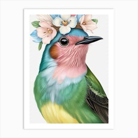 Bird With Flower Crown 10 Art Print