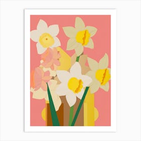 Daffodils Flower Big Bold Illustration 4 Art Print