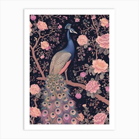 Pink Peacock Wallpaper Art Print