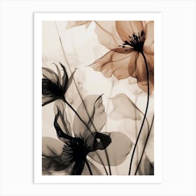 Flowers In Black White and Sepia Art Print