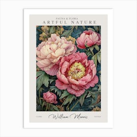 William Morris Pink Big Peonies Exhibition Art Print