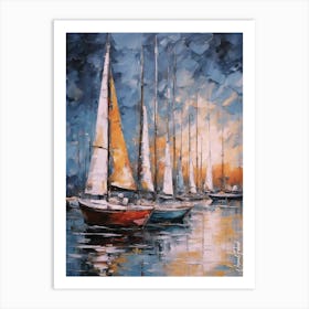 Sailboats On Calm Water Art Print