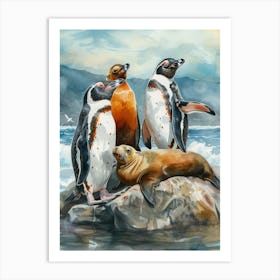 Humboldt Penguin Signy Island Watercolour Painting 2 Art Print