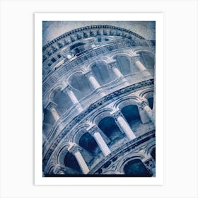 Pisa Tower Cyanotype Art Print