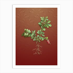 Vintage Lingonberry Botanical on Falu Red Pattern n.2257 Art Print