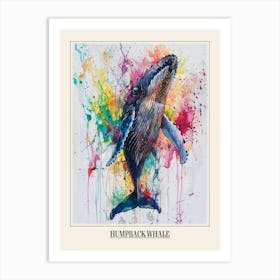 Humpback Whale Colourful Watercolour 4 Poster Art Print