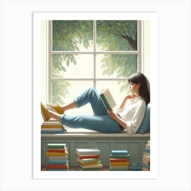 Girl Reading A Book 3 Art Print