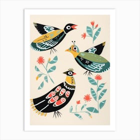 Folk Style Bird Painting Lapwing 3 Art Print