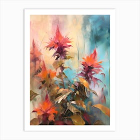 Fall Flower Painting Bee Balm 2 Art Print