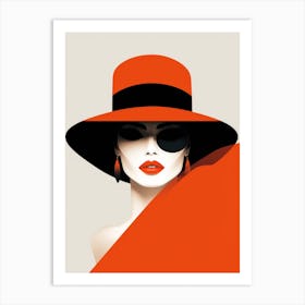 Portrait Of A Woman In Red Hat Art Print