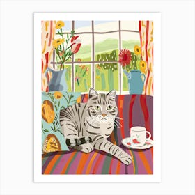 Tea Time With A Scottish Fold Cat 3 Art Print