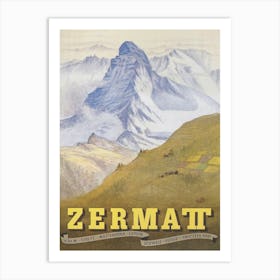 Zermatt Switzerland Vintage Travel Poster Art Print