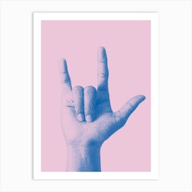 Blue And Pink Rock Hand Sign Art Print