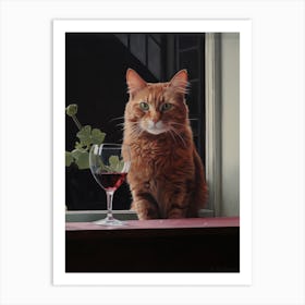 Cat With Wine Glass 5 Art Print