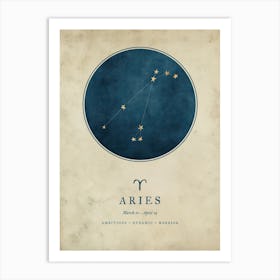 Astrology Constellation and Zodiac Sign of Aries Art Print
