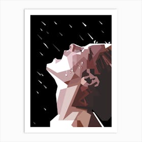 woman & Rain WPAP Art Print