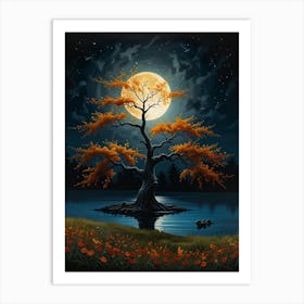 Moonlight Tree Art Print