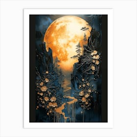 Full Moon Over The Valley Art Print